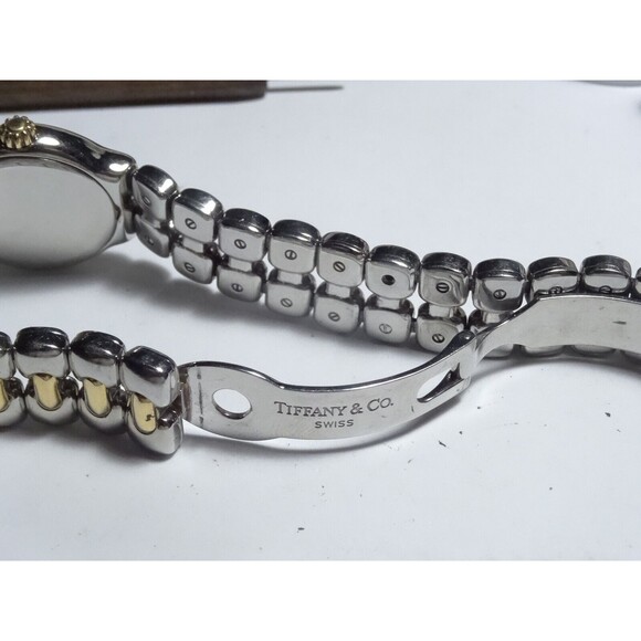 24mm Ladies Tiffany & Co. Tesoro L0112 18K Gold and Stainless Steel Quartz Watch - Picture 13 of 14